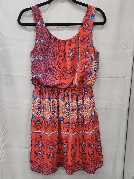 As U Wish Dresses & Skirts - As U Wish Coral Red Printed Sleeveless Mini Dress Sz M